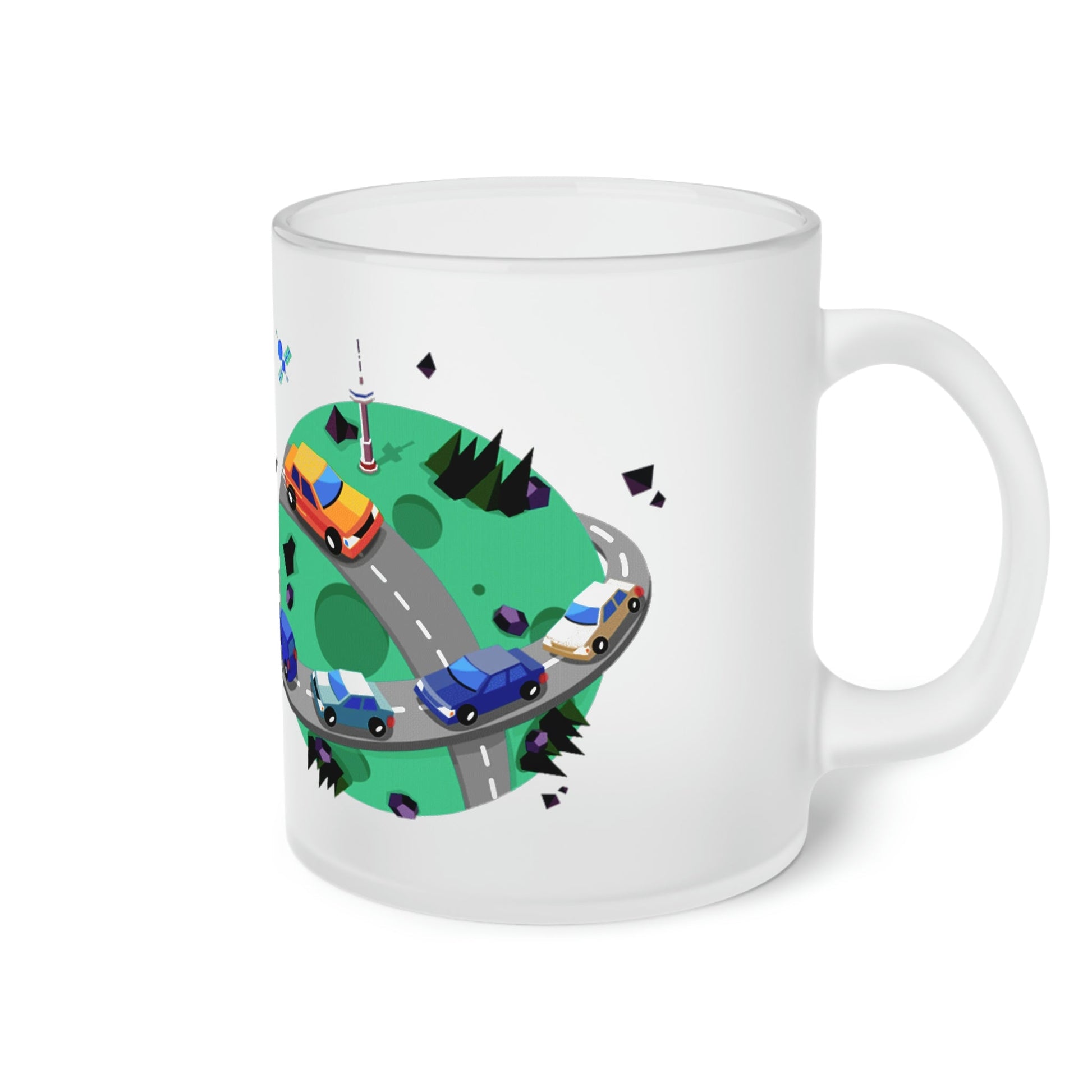Designed by a Teen in USA: Frosted Glass Mug (Earth Themed) 11 oz. Try more Mugs, Tumblers, Flasks and Drinkware Accessories. Available only at ThirstFull.com. Prices start from $5.99 USD.